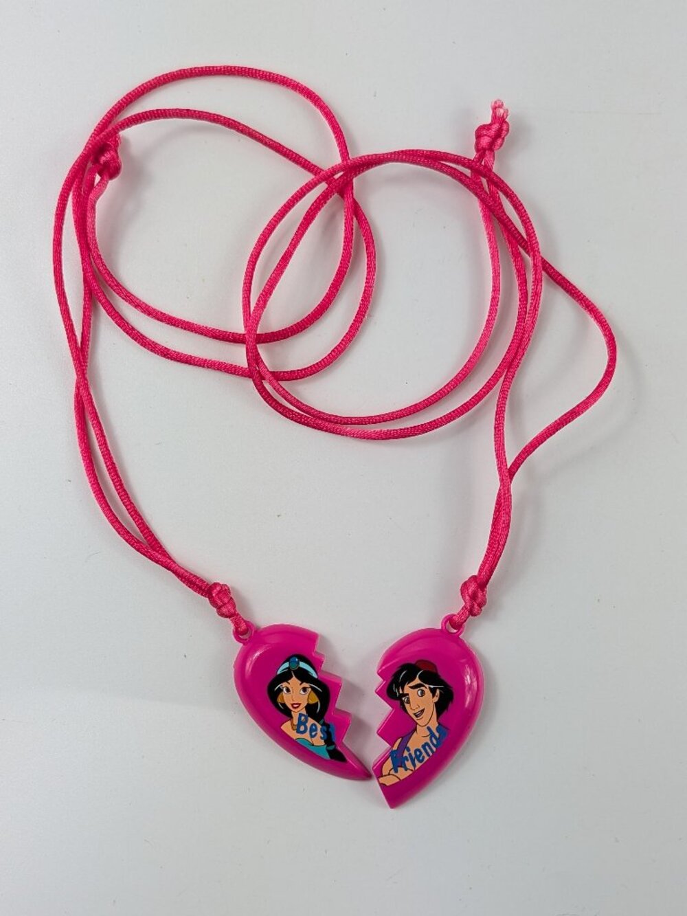 Vintage 90s Disney Aladdin Jasmine Best Friends Heart Necklaces
